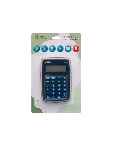 Calculadora Liderpapel Bolsillo Xf02 8 Digitos Pilas Color Azul 99X64X9 Mm