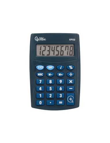 Calculadora Liderpapel Bolsillo Xf02 8 Digitos Pilas Color Azul 99X64X9 Mm