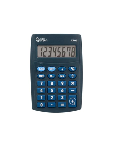 Calculadora Liderpapel Bolsillo Xf02 8 Digitos Pilas Color Azul 99X64X9 Mm