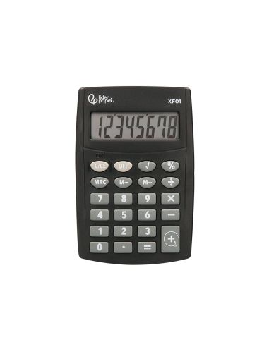Calculadora Liderpapel Bolsillo Xf01 8 Digitos Pilas Color Negro 99X64X9 Mm