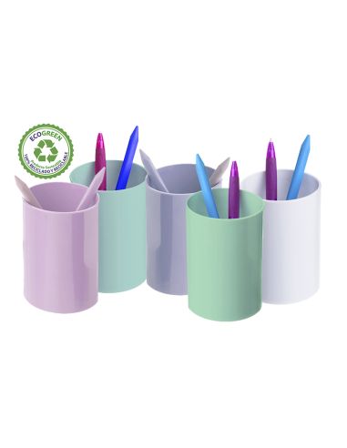 Cubilete Portalapices Archivo 2000 Blanco Pastel Opaco Plastico 100% Reciclado Diametro 75 Mm Alto 105 Mm