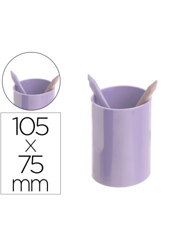 Cubilete Portalapices Archivo 2000 Malva Pastel Opaco Plastico 100% Reciclado Diametro 75 Mm Alto 105 Mm
