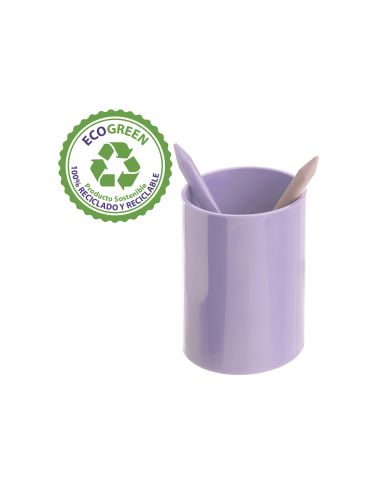 Cubilete Portalapices Archivo 2000 Malva Pastel Opaco Plastico 100% Reciclado Diametro 75 Mm Alto 105 Mm