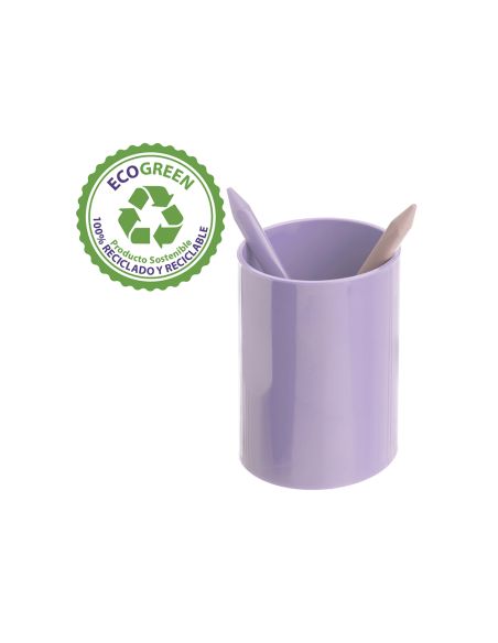 Cubilete Portalapices Archivo 2000 Malva Pastel Opaco Plastico 100% Reciclado Diametro 75 Mm Alto 105 Mm