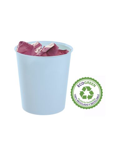 Papelera Plastico Archivo 2000 Ecogreen 100% Reciclada 18 Litros Color Azul Pastel 290X310 Mm