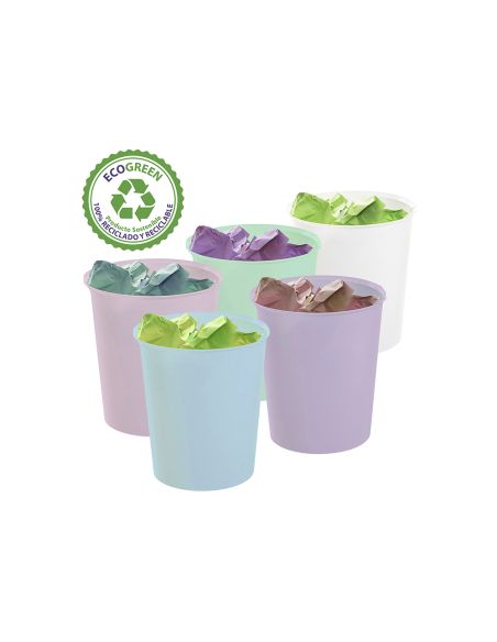 Papelera Plastico Archivo 2000 Ecogreen 100% Reciclada 18 Litros Color Azul Pastel 290X310 Mm