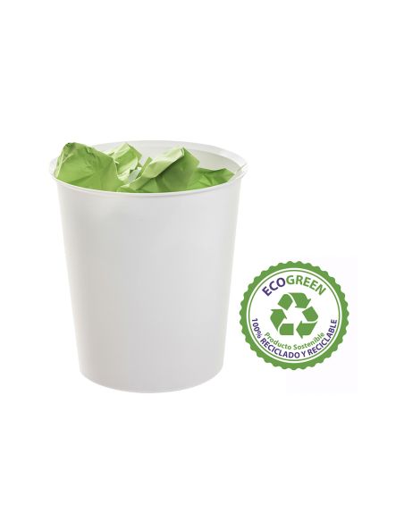 Papelera Plastico Archivo 2000 Ecogreen 100% Reciclada 18 Litros Color Blanco Pastel 290X310 Mm