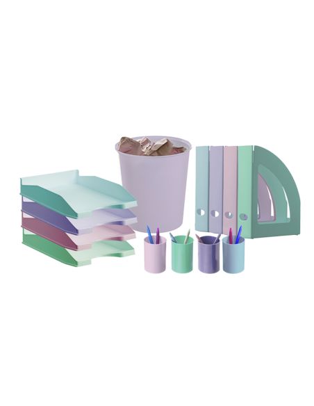 Bandeja Sobremesa Archivo 2000 Antimicrobiana Plastico Apilable 3 Posiciones Din A4 Y Folio Verde 345X255X60 Mm