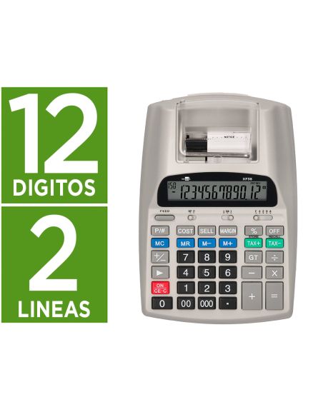 Calculadora Liderpapel Impresora Pantalla Papel 57 Mm 12 Digitos Impresion Bicolor Blanca 225X158X56 Mm