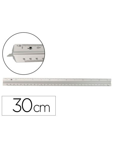 Escala Liderpapel Aluminio Forma Triangular Con Funda Protectora Longitud 30 Cm 1:20 1:25/1:50/1:75/1:100/1:150
