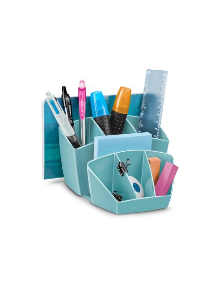 Organizador De Sobremesa Cep Riviera Plastico 8 Departamentos Color Verde Agua 143X158X93 Mm