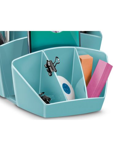 Organizador De Sobremesa Cep Riviera Plastico 8 Departamentos Color Verde Agua 143X158X93 Mm