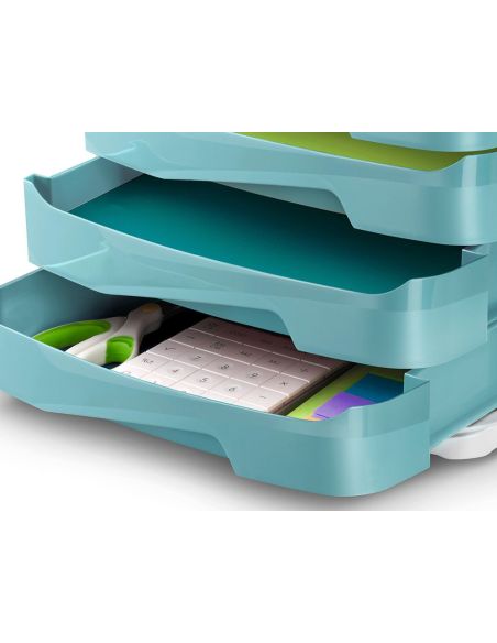 Fichero Cajones De Sobremesa Cep Protect Antibacteriano 4 Cajones Color Blanco/Verde Agua 292X386X246 Mm|Libreriasalesiana