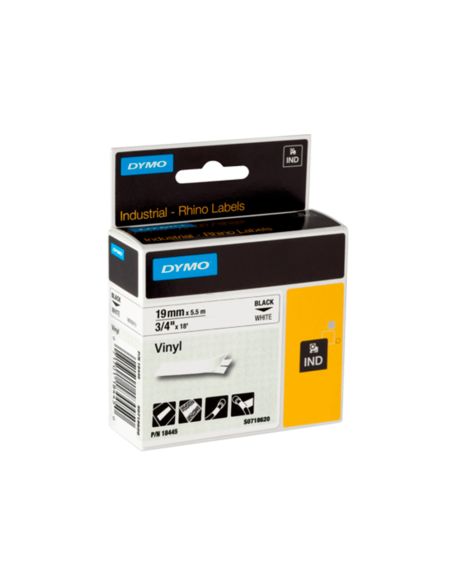 Cinta Dymo Vinilo Blanco 19Mm X 5,5Mt Para Etiquetadora Rhino