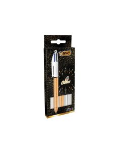 Boligrafo Bic Cuatro Colores Set Regalo 50 Aniversario 2 Unidades Shine Color Oro Mate + 1 Unidad Shine Color Plata 2