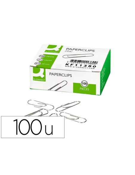 Clips Zinc Q-Connect N 1 Labiados 20 Mm Caja De 100 Unidades