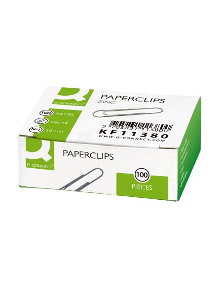 Clips Zinc Q-Connect N 1 Labiados 20 Mm Caja De 100 Unidades