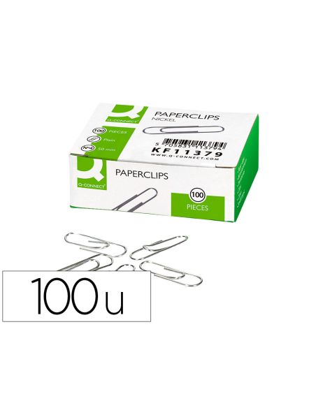 Clips Niquelados Q-Connect N 4 Planos 50 Mm Caja De 100 Unidades