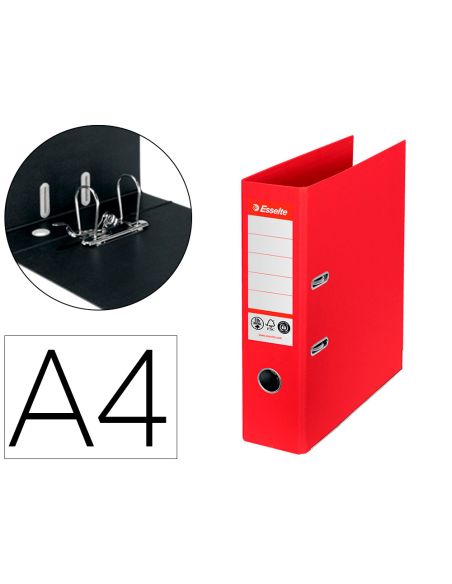 Archivador De Palanca Esselte N 1 Co2 Neutral Din A4 Carton Forrado Lomo 75 Mm Rojo Vivida