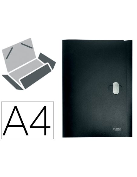Carpeta Leitz Recycle Gomas Tres Solapas Din A4 Polipropileno Negro