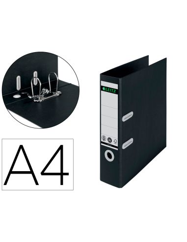 Archivador De Palanca Leitz Recycle Din A4 Carton Reciclado Y Reciclable 100% 180 Lomo 80 Mm Negro
