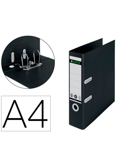 Archivador De Palanca Leitz Recycle Din A4 Carton Reciclado Y Reciclable 100% 180 Lomo 80 Mm Negro