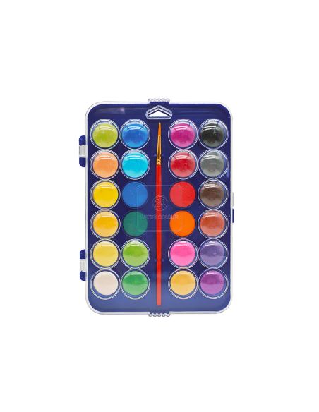 Acuarela Liderpapel 24 Colores Con Pincel Estuche De Plastico
