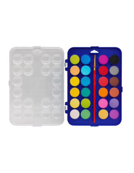 Acuarela Liderpapel 24 Colores Con Pincel Estuche De Plastico