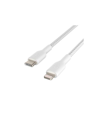 Cable Trenzado Belkin Caa004Bt1Mwh Usb-C A Lightning Boost Charge Largo 1 M Color Blanco
