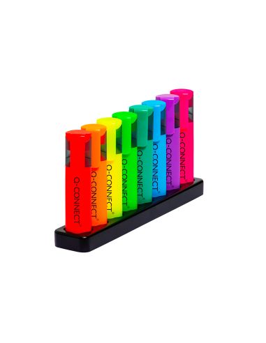 Rotulador Q-Connect Fluorescente Neon Punta Biselada Estuche De Sobremesa 8 Colores Surtidos