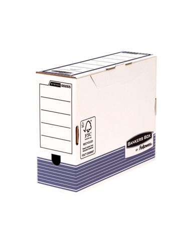 Caja Archivo Definitivo Fellowes A4 Carton Reciclado 100% Lomo 100 Mm Montaje Automatico Color Azul