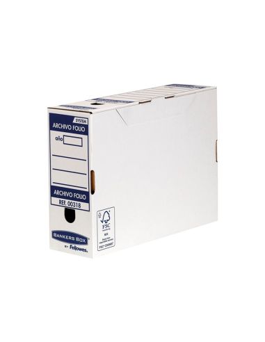 Caja Archivo Definitivo Fellowes Folio Carton Reciclado 100% Lomo 100 Mm Montaje Automatico Color Azul