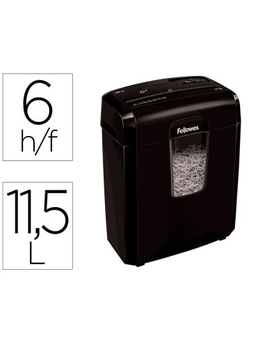 Destructora De Documentos Fellowes Lx-25M Capacidad 6H P4 Destruye Grapas Clips Y Tarjeta Papelera 11,5 L