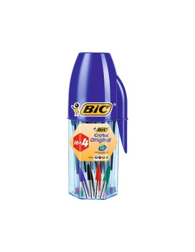 Boligrafo Bic Cristal Mega Tubo 16+4 Unidades Colores Surtidos 8 Azules / 5 Negros / 4 Rojos/ 3 Verdes