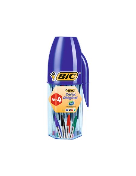 Boligrafo Bic Cristal Mega Tubo 16+4 Unidades Colores Surtidos 8 Azules / 5 Negros / 4 Rojos/ 3 Verdes