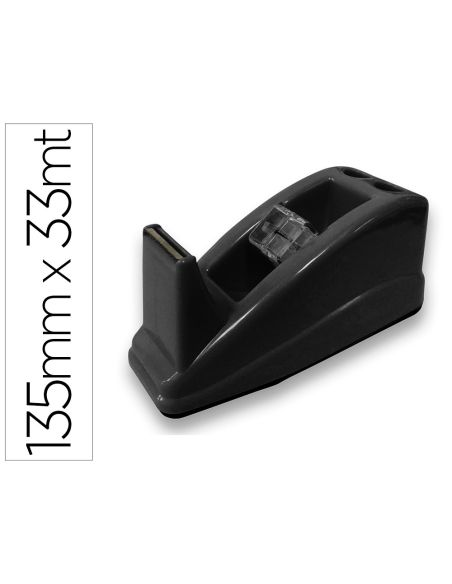 Portarrollo Sobremesa Q-Connect Plastico Para Cinta De 33 Mt Color Negro 135X58X60 Mm