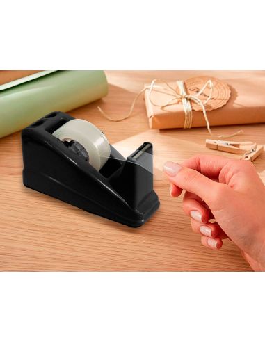 Portarrollo Sobremesa Q-Connect Plastico Para Cinta De 33 Mt Color Negro 135X58X60 Mm