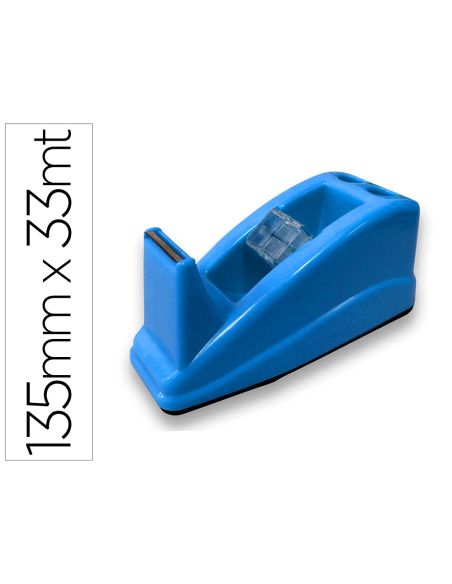 Portarrollo Sobremesa Q-Connect Plastico Para Cinta De 33 Mt Color Azul 135X58X60 Mm
