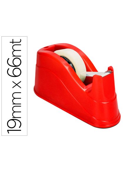 Portarrollo Sobremesa Q-Connect Plastico Para Cintas De 66 Mt Color Rojo 220X100X70 Mm
