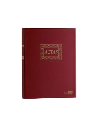 Libro Liderpapel Din A4 Actas 30 Anillas Con 100 Hojas Movibles Taladradas Y Numeradas Color Burdeos