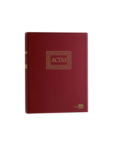Libro Liderpapel Din A4 Actas 30 Anillas Con 100 Hojas Movibles Taladradas Y Numeradas Color Burdeos