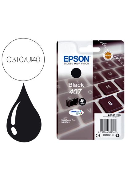 Ink-Jet Epson 407L Clavier Wf-4745 Series Negro 2900 Paginas