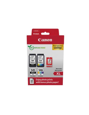Ink-Jet Canon Photo Value Pixma Mg2450/2550 Multipack Negro/Color Pg545Xl+ Cl546Xl +50 Hojas Papel Foto 10X15 Cm