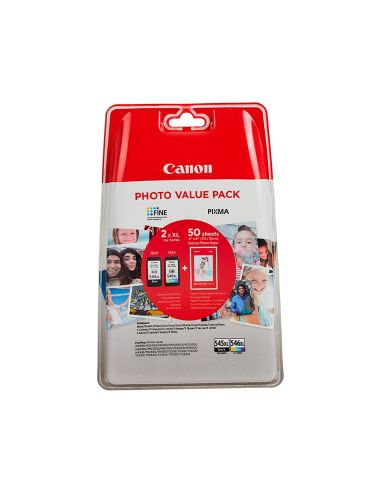 Ink-Jet Canon Photo Value Pixma Mg2450/2550 Multipack Negro/Color Pg545Xl+ Cl546Xl +50 Hojas Papel Foto 10X15 Cm