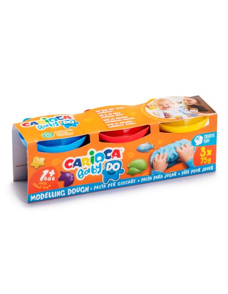 Pasta De Modelar Carioca Baby Dough Bote 75 G Set De 3 Colores Surtidos