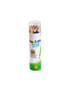 Lapices De Colores Carioca Tita Mina 3 Mm Tubo Carton 24 Colores Surtidos + Sacapuntas 2