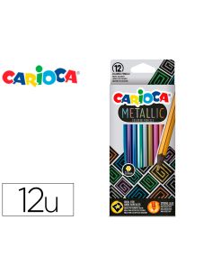 Lapices De Colores Carioca Metallic Hexagonal Mina 3,3 Mm Caja De 12 Colores Surtidos