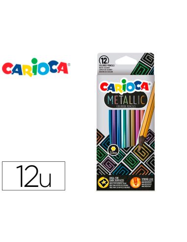 Lapices De Colores Carioca Metallic Hexagonal Mina 3,3 Mm Caja De 12 Colores Surtidos