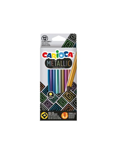 Lapices De Colores Carioca Metallic Hexagonal Mina 3,3 Mm Caja De 12 Colores Surtidos