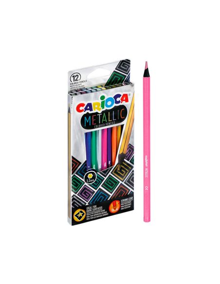 Lapices De Colores Carioca Metallic Hexagonal Mina 3,3 Mm Caja De 12 Colores Surtidos